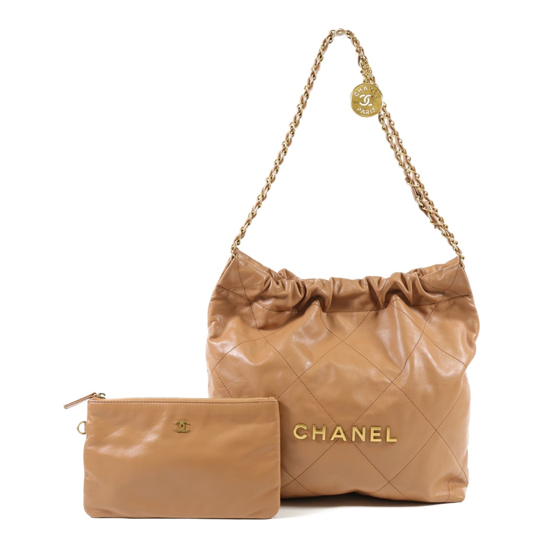 CHANEL 22 Small Shoulder Bag Brown Calfskin Leather GHW (1 of 17)