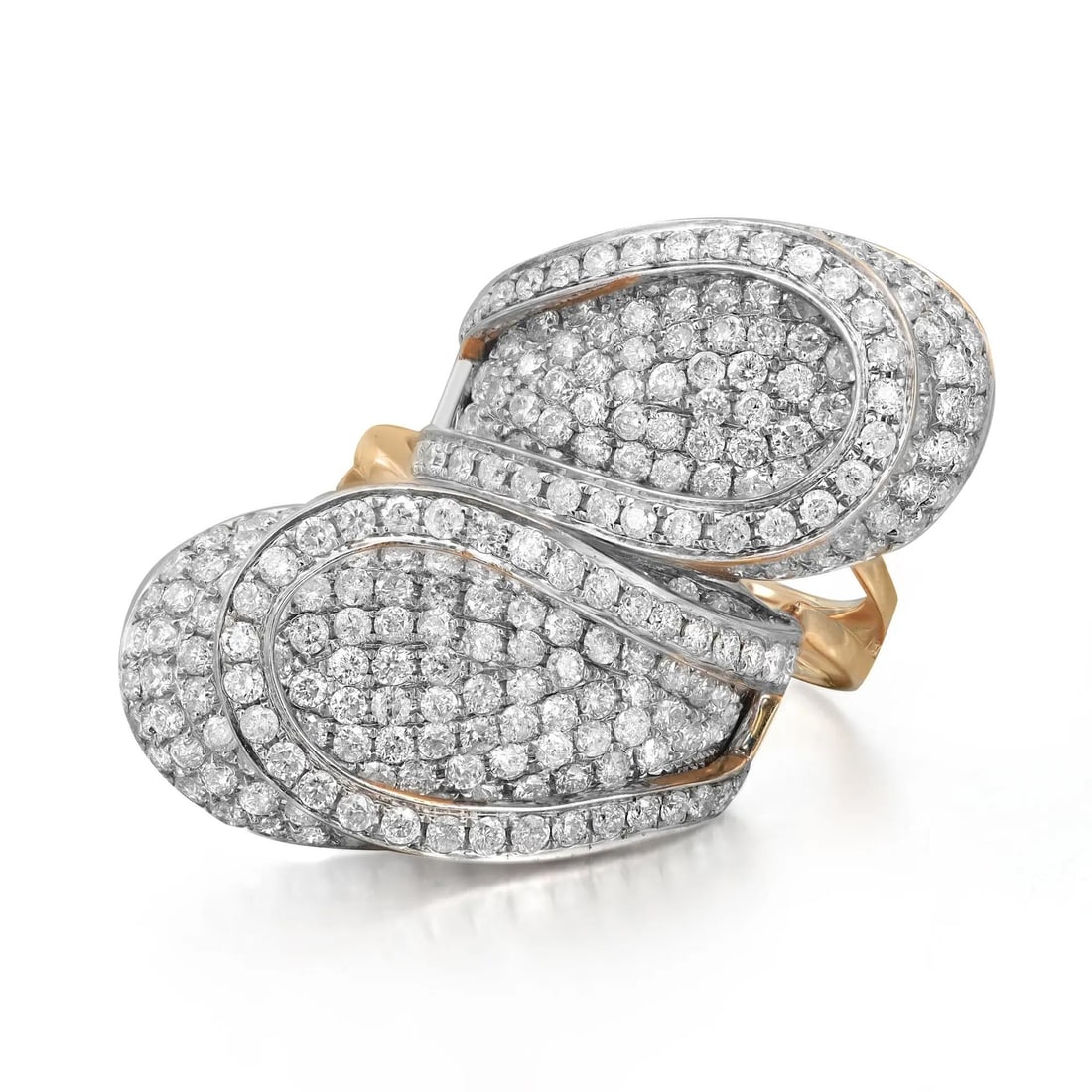 Rachel Koen 3.30Ctw Round Diamond Cocktail Ring 14K Yellow Gold Adjustable: Rachel Koen 3.30Ctw Round Diamond Cocktail Ring 14K Yellow Gold Adjustable Elevate your style with this stunning 3.30 carat total weight ladies cocktail ring, expertly crafted in 14K yellow gold. This