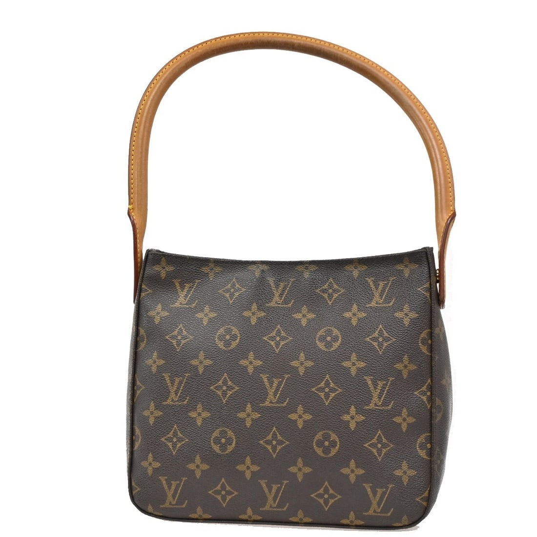 Looping Shoulder Bag by Louis Vuitton in Brown: Looping Shoulder Bag by Louis Vuitton in Brown This pre-owned Louis Vuitton Looping shoulder bag in brown is designed for women. It is in good condition with visible signs of use, such as scuffs, dirt