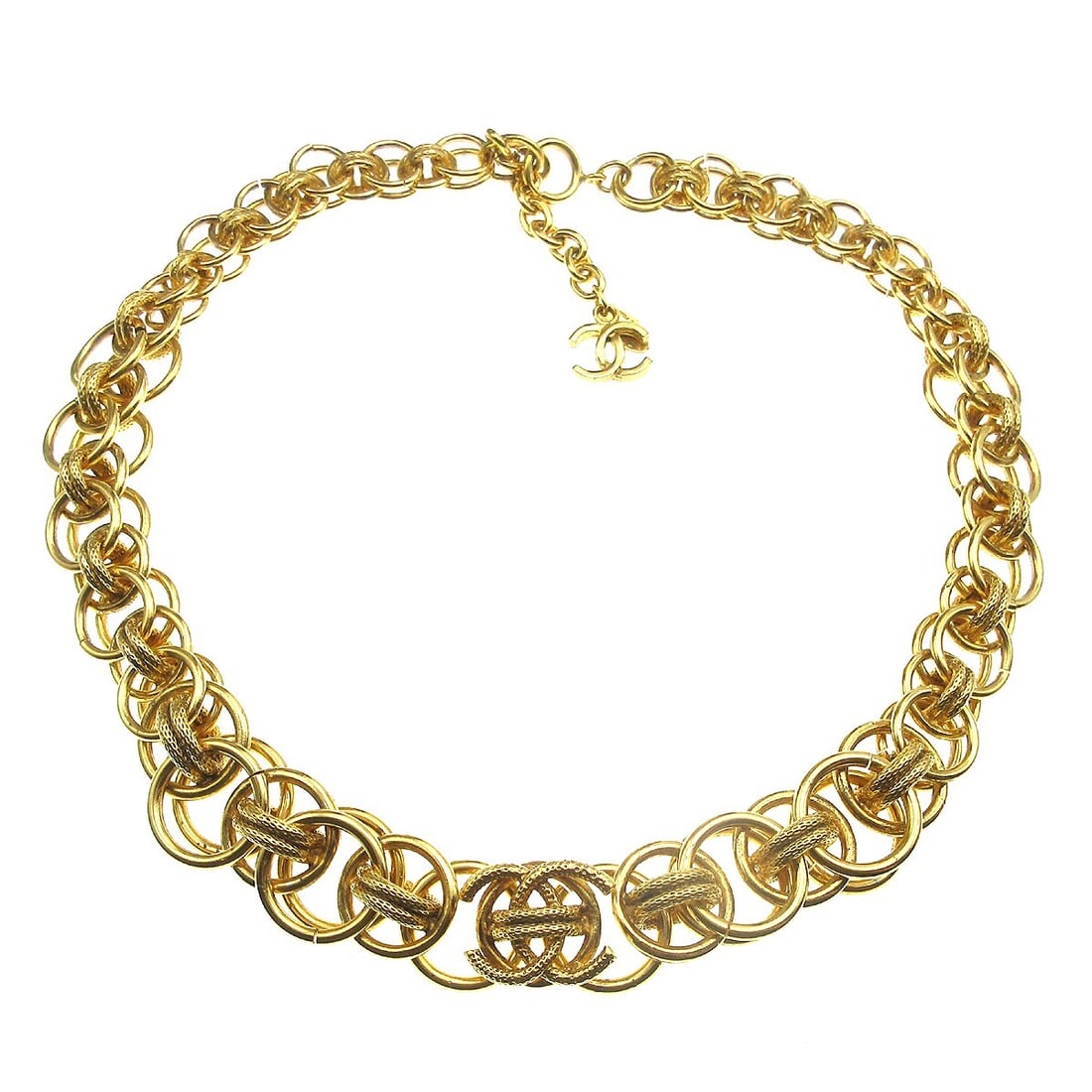 Chanel Vintage Gold-Plated Chain Necklace with Rhombus Charm (1 of 5)