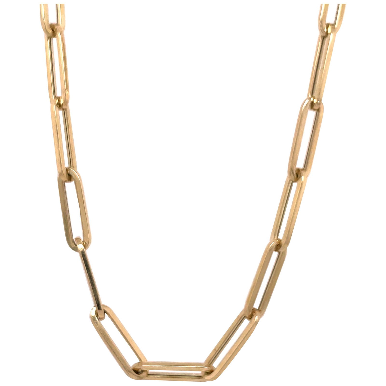 Harbor Diamonds 14K Yellow Gold Paperclip Link Necklace 30 in: Harbor Diamonds 14K Yellow Gold Paperclip Link Necklace 30 in This exquisite Paperclip Link Chain Necklace is crafted from 14 Karat Yellow Gold, showcasing a contemporary design that features 58 elega