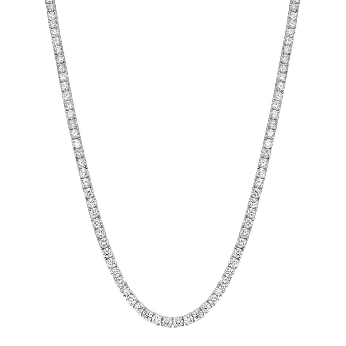 Rachel Koen 14K White Gold 10.5ct Diamond Tennis Necklace 17.5in: Rachel Koen 14K White Gold 10.5ct Diamond Tennis Necklace 17.5in This stunning Rachel Koen tennis necklace showcases 155 sparkling round brilliant cut diamonds, totaling 10.5 carats, set in luxurious