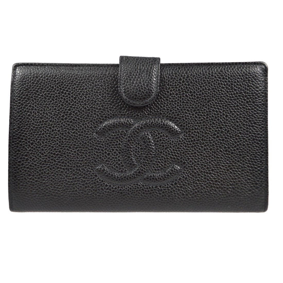 Chanel Black Caviar Leather Long Bifold Wallet with CC Pattern (1 of 12)