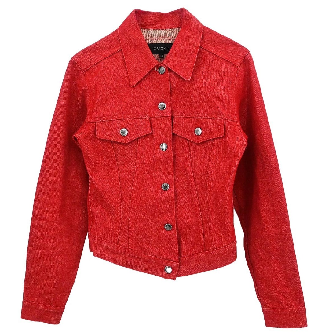 Red Cotton Gucci Collared Casual Jacket Size 38 (1 of 10)