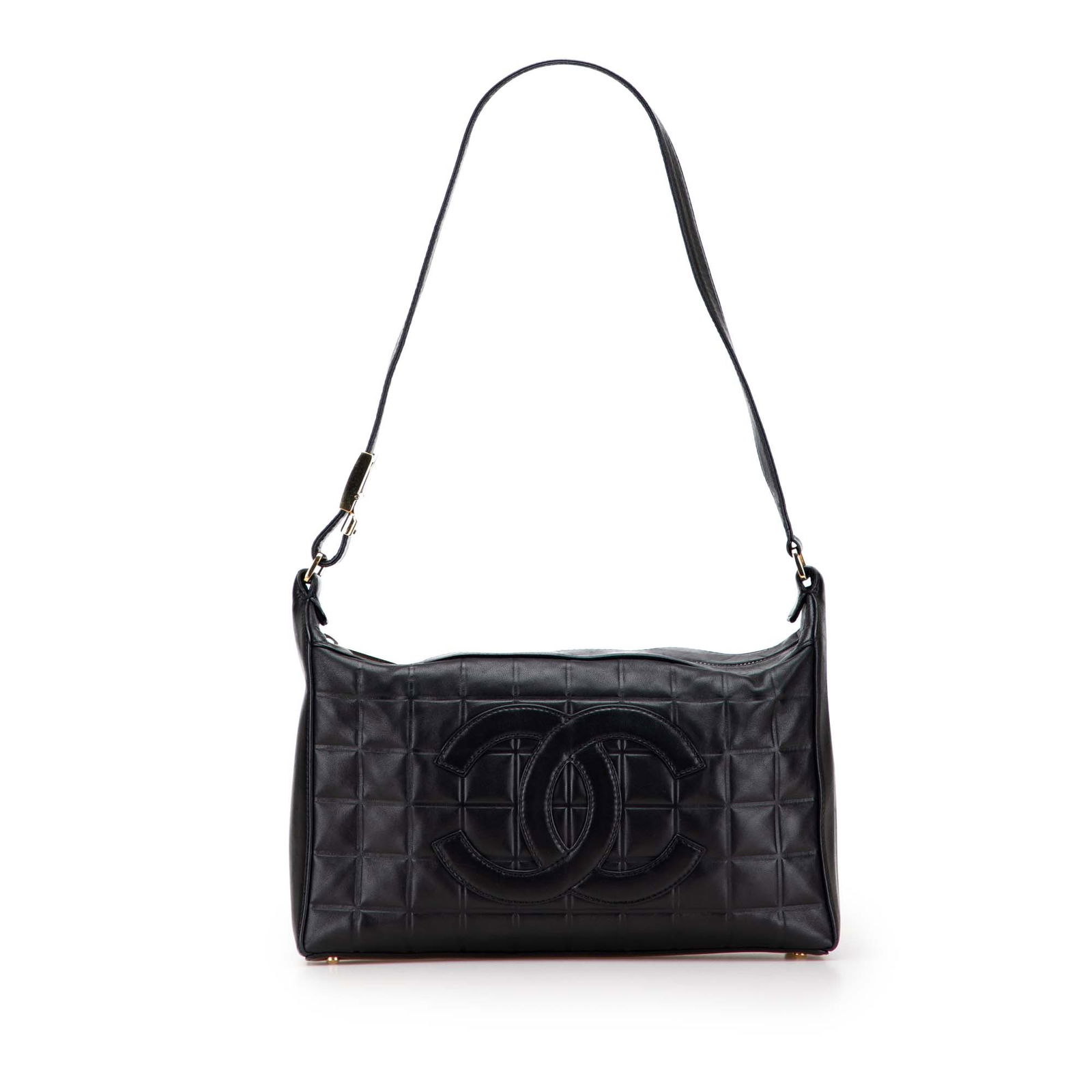 Chanel Medium Lambskin Chocolate Bar Black Shoulder Bag: Chanel Medium Lambskin Chocolate Bar Black Shoulder Bag Elevate your style with the Chanel Medium Lambskin Chocolate Bar Shoulder Bag. This exquisite accessory is crafted from quilted lambskin leather