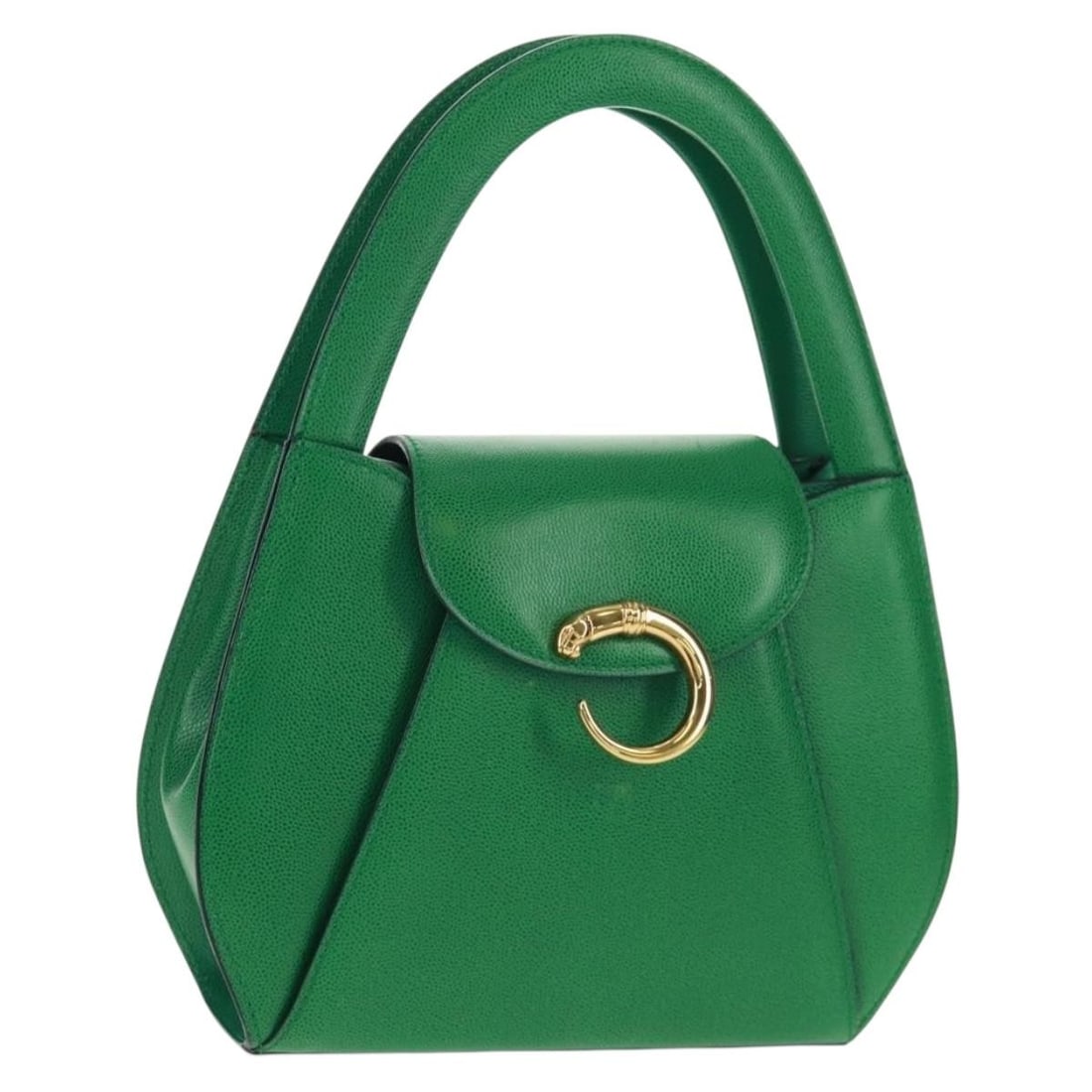 Green Leather Cartier Handbag with Gold Accents France (1 of 18)