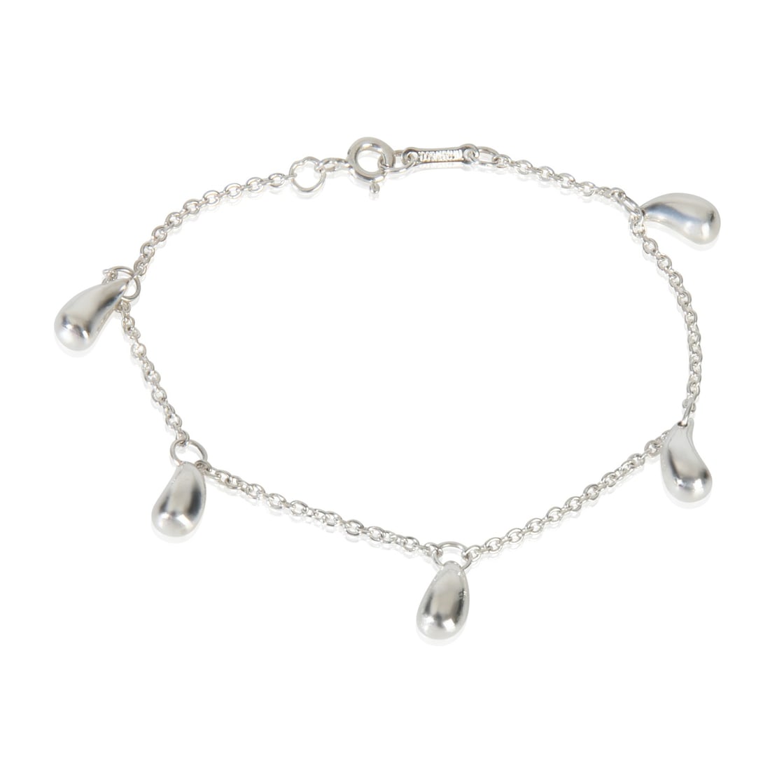 Elsa Peretti Teardrop Design Sterling Silver Bracelet by Tiffany & Co.: Elsa Peretti Teardrop Design Sterling Silver Bracelet by Tiffany & Co. This Tiffany & Co. Elsa Peretti Teardrop bracelet is crafted from sterling silver and features a refined teardrop design. Made in