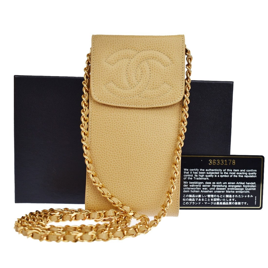 Beige Chanel Vintage CC Crossbody Phone Holder Bag: Beige Chanel Vintage CC Crossbody Phone Holder Bag This is a Chanel vintage CC phone holder crossbody bag in beige. Designed for women, it features the classic Chanel style and is suitable for carryin