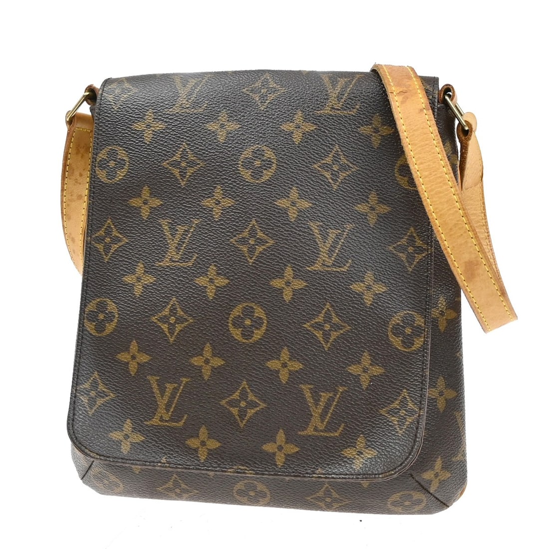 Louis Vuitton Musette Salsa Shoulder Bag in Brown: Louis Vuitton Musette Salsa Shoulder Bag in Brown This Louis Vuitton Musette Salsa shoulder bag is designed for women and features a brown exterior. The bag shows signs of previous use, including scuf