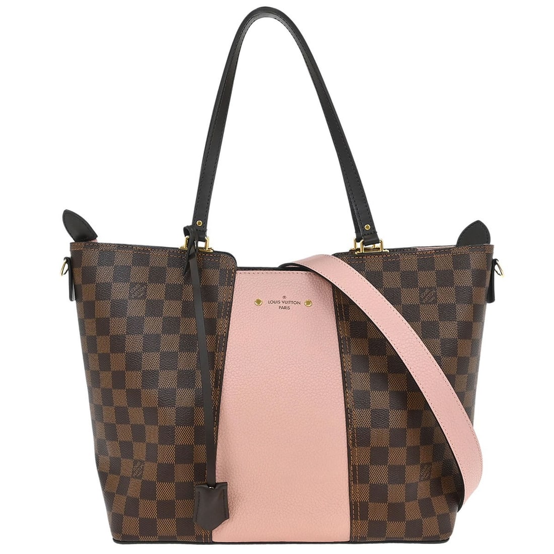 Louis Vuitton Jersey Pink Damier 2way Handbag N44041: Louis Vuitton Jersey Pink Damier 2way Handbag N44041 Introducing the Louis Vuitton Pink Damier Jersey 2way Handbag, a stylish accessory perfect for casual occasions. This large handbag features a beau