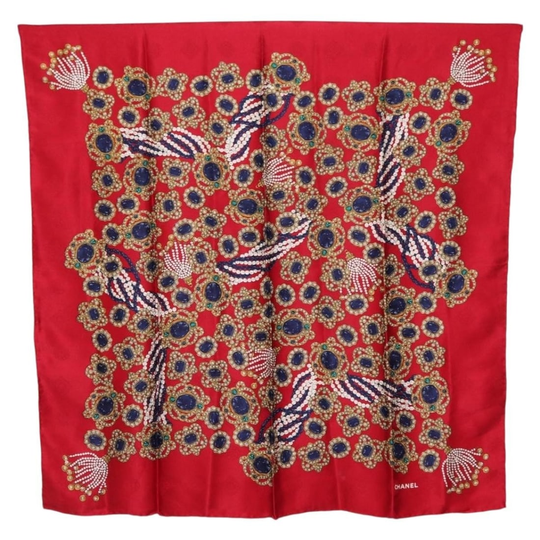 CHANEL Red Silk Scarf Made in Italy Authentic (1 of 13)