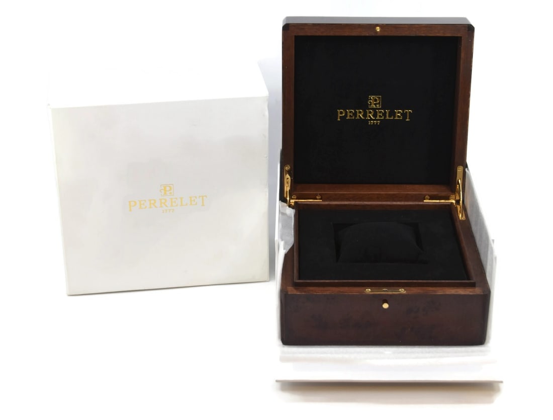 Perrelet Brown Wooden Presentation Watch Box 9x9x4 Authentic: Perrelet Brown Wooden Presentation Watch Box 9x9x4 Authentic This exquisite Perrelet Wooden Large Watch Box is designed for the discerning collector. Crafted from high-quality wood, this presentation
