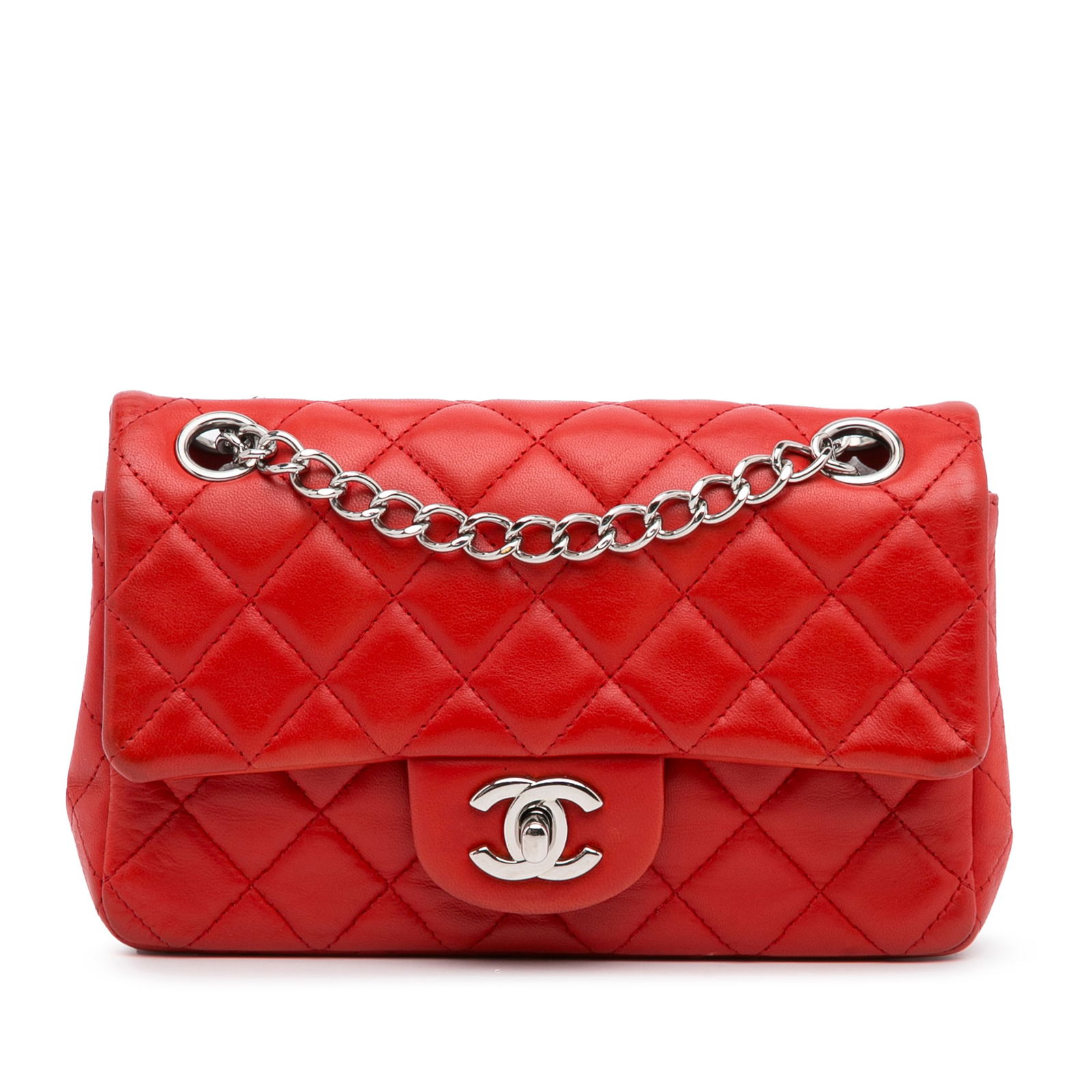 Chanel New Mini Rectangular Classic Flap Red Lambskin Bag (1 of 9)