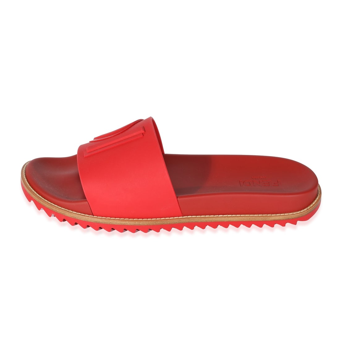 Fendi Logo Print Slides Red Sandals Size 12 (1 of 6)