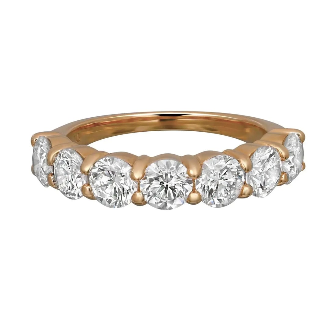Rachel Koen 7 Stone Round Cut Lab Grown Diamond Band Ring 14K Yellow Gold 2.36Cttw Size 6.5 (1 of 5)