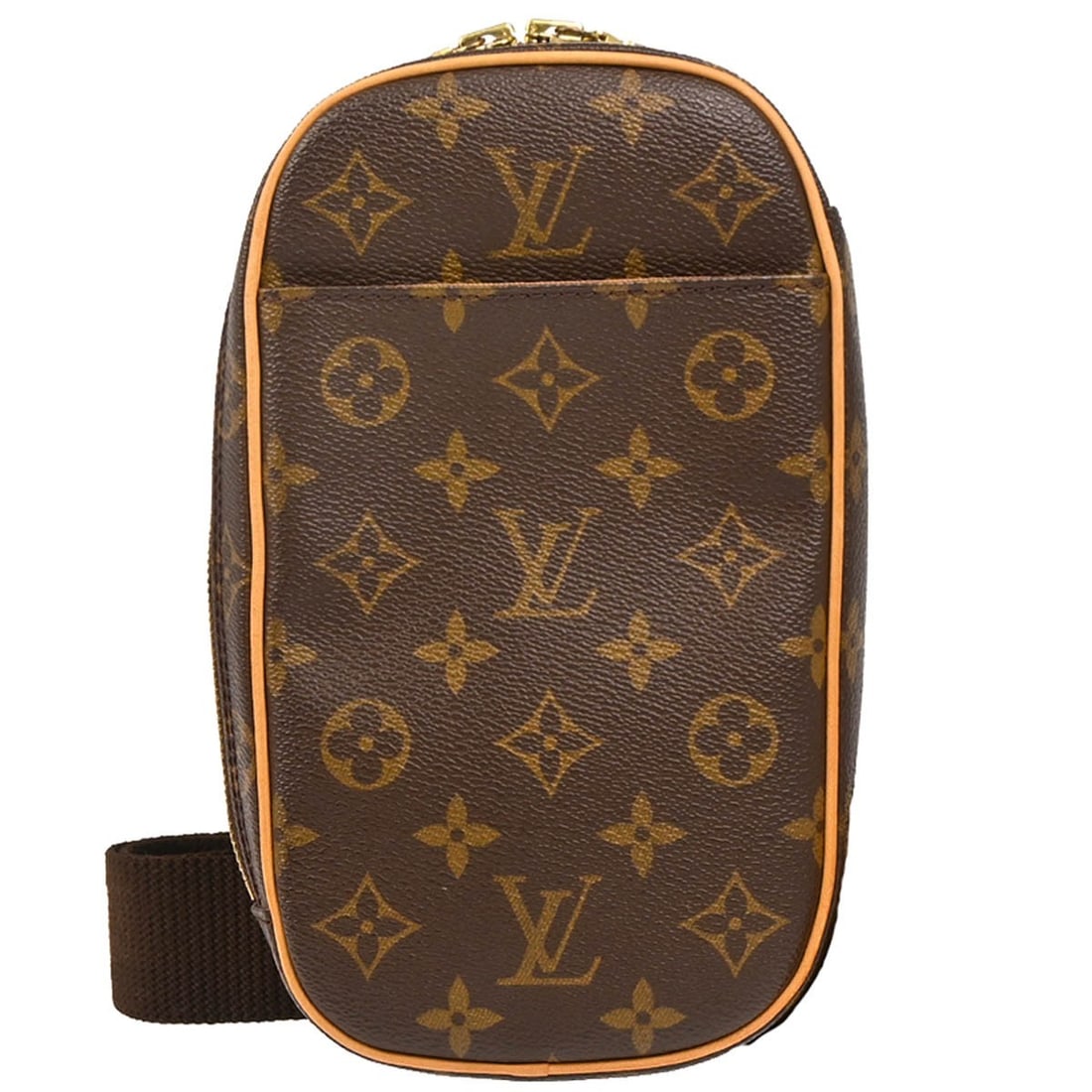 Pochette Gange Crossbody Pouch by Louis Vuitton in Brown: Pochette Gange Crossbody Pouch by Louis Vuitton in Brown This Louis Vuitton Pochette Gange showcases a brown exterior with leather accents, featuring scuffs on the leather and some rust on the metal f