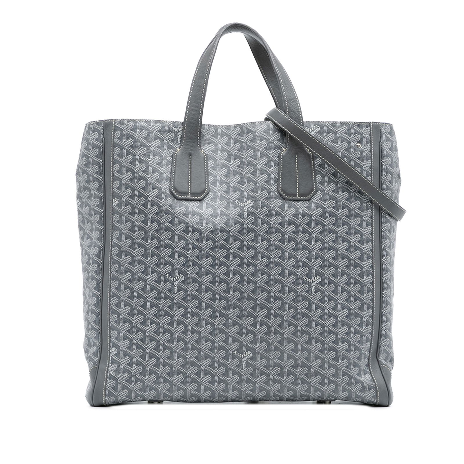 Goyard Goyardine Voltaire Gray Coated Canvas Bag: Goyard Goyardine Voltaire Gray Coated Canvas Bag The Goyardine Voltaire is a stylish bag featuring a durable coated canvas body complemented by leather trim. It includes flat leather handles and a det