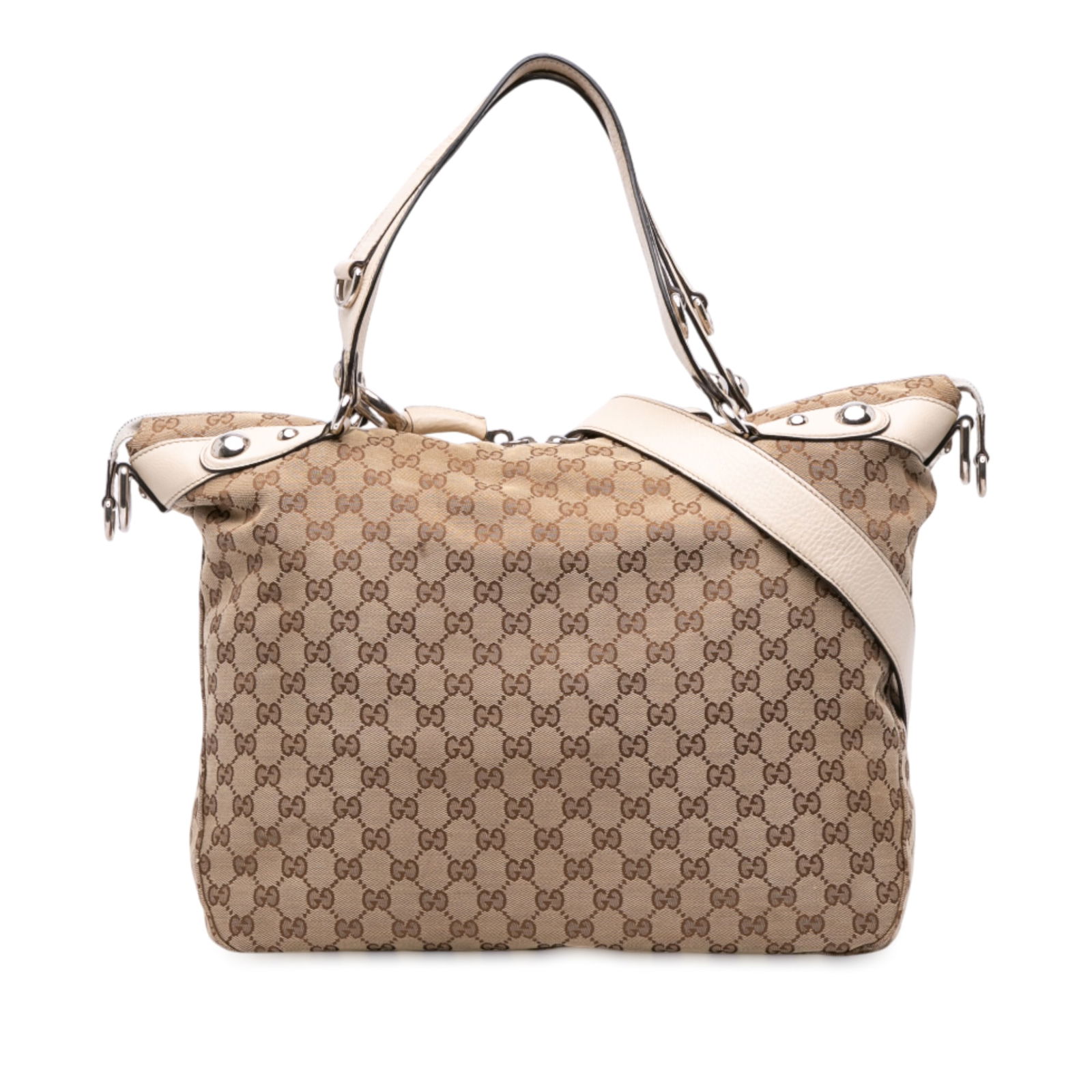 Gucci Large GG Canvas Icon Bit Satchel Brown Fabric Italy (1 of 10)