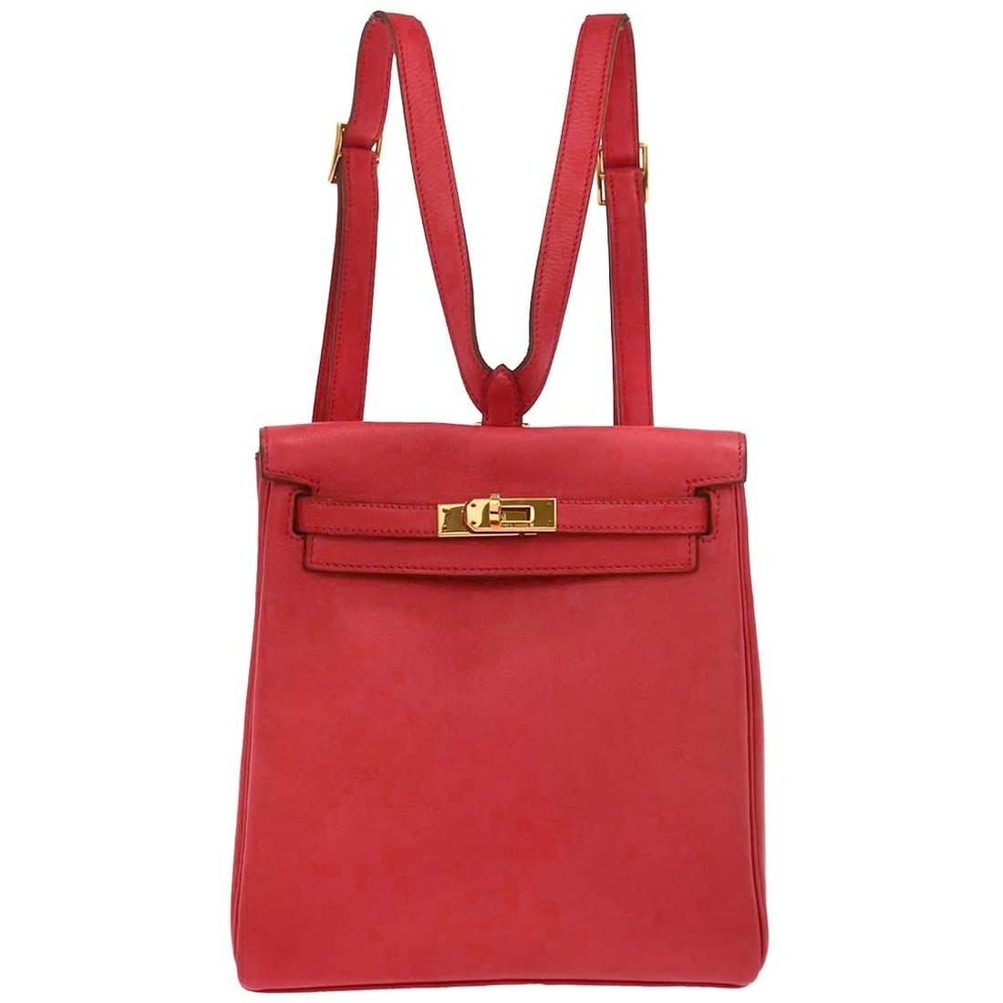 Hermes Kelly A Dos PM Red Gulliver Backpack with Adjustable Strap: Hermes Kelly A Dos PM Red Gulliver Backpack with Adjustable Strap Introducing the exquisite Hermes Rouge Vif Gulliver Kelly A Dos PM Backpack, a perfect blend of style and functionality. This small-si