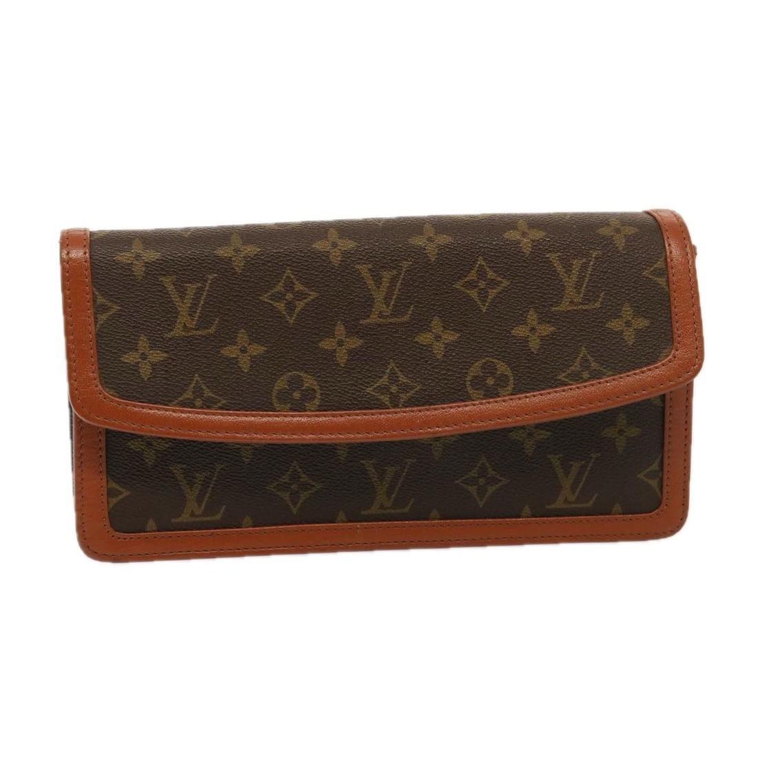 Pre-Owned Louis Vuitton Pochette Brown Leather Clutch Bag (1 of 1)