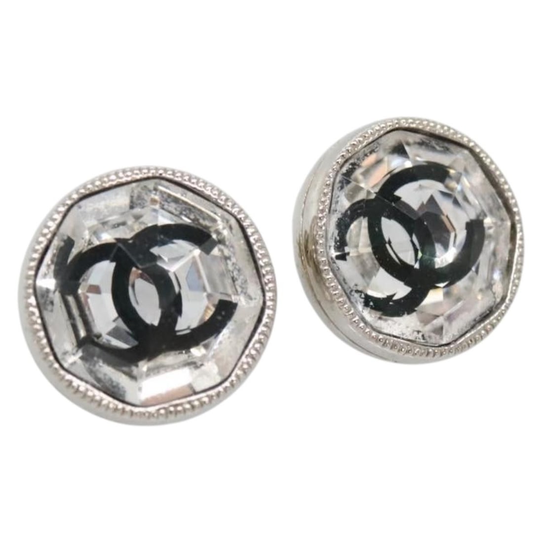 Vintage Silver Earrings with CC Motif by Chanel (1 of 1)