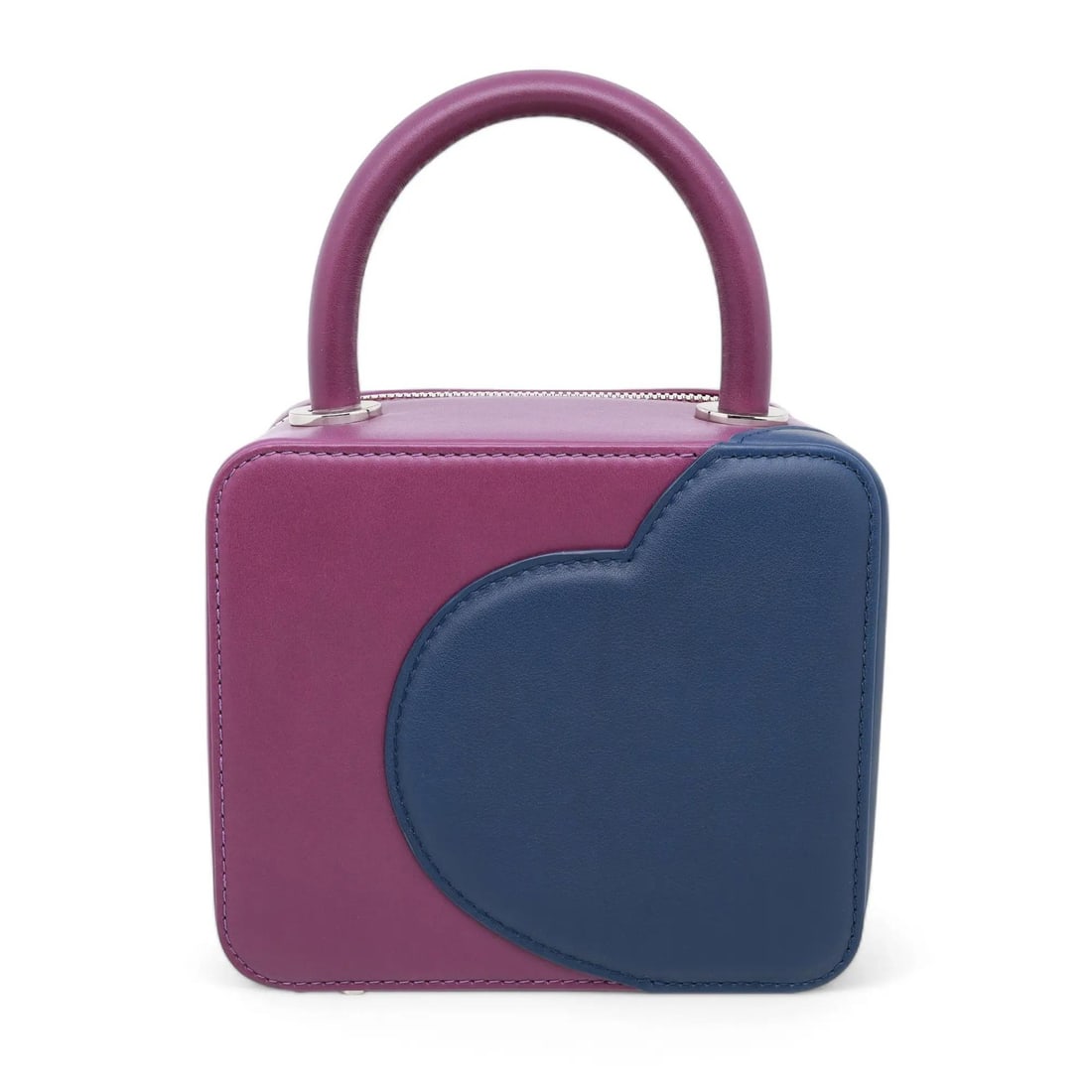 Chopard x Chloe Sevigny Purple Navy Leather Mini Shoulder Bag: Chopard x Chloe Sevigny Purple Navy Leather Mini Shoulder Bag Introducing the Chopard x Chloe Sevigny Leather Shoulder Bag, a stunning mini handbag crafted from premium purple and navy calfskin leathe