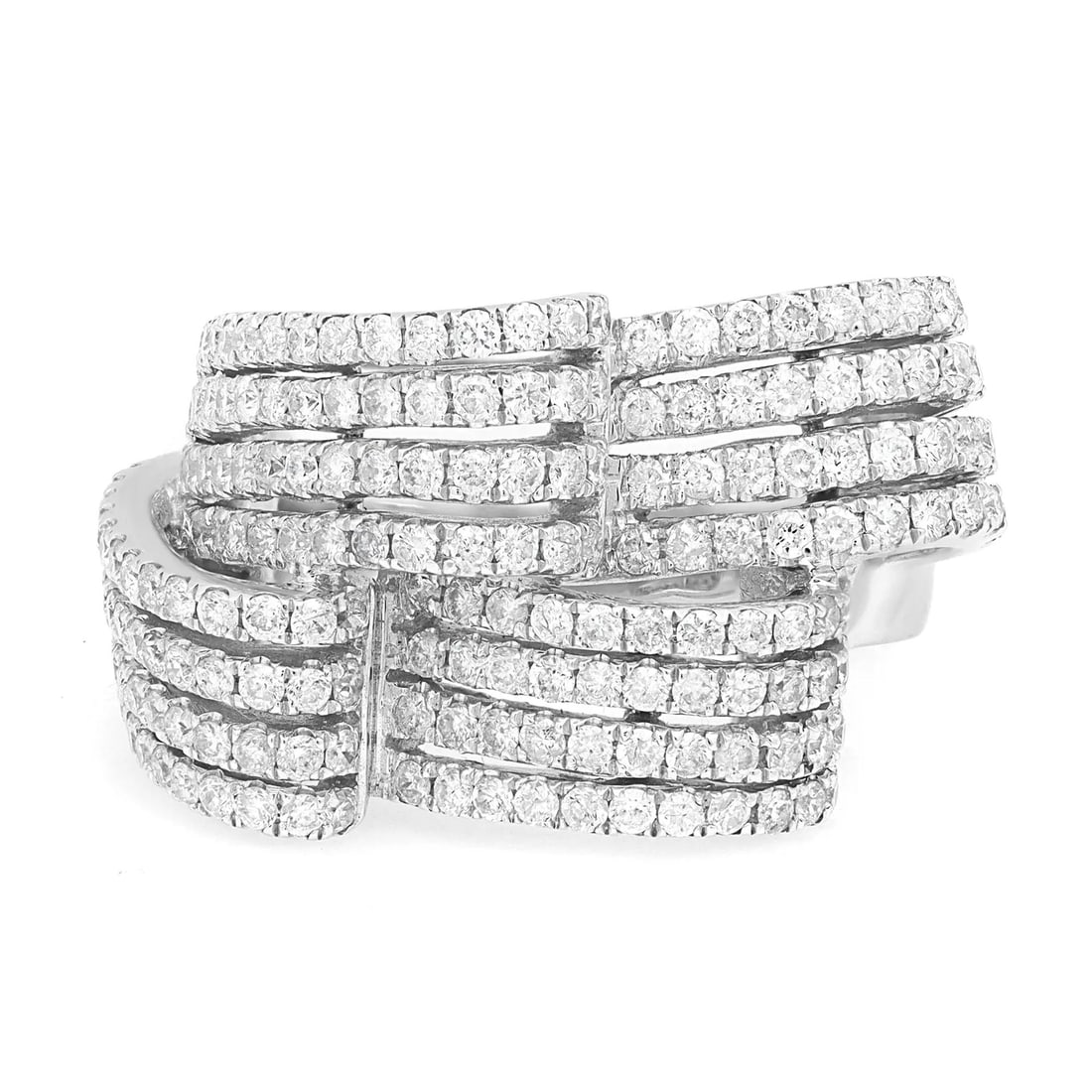 Rachel Koen 2.24ct Diamond Wave Cocktail Ring 14K White Gold Size 7.75: Rachel Koen 2.24ct Diamond Wave Cocktail Ring 14K White Gold Size 7.75 This stunning ladies' cocktail ring features a unique wave design, showcasing beautifully prong set round cut diamonds. Crafted f
