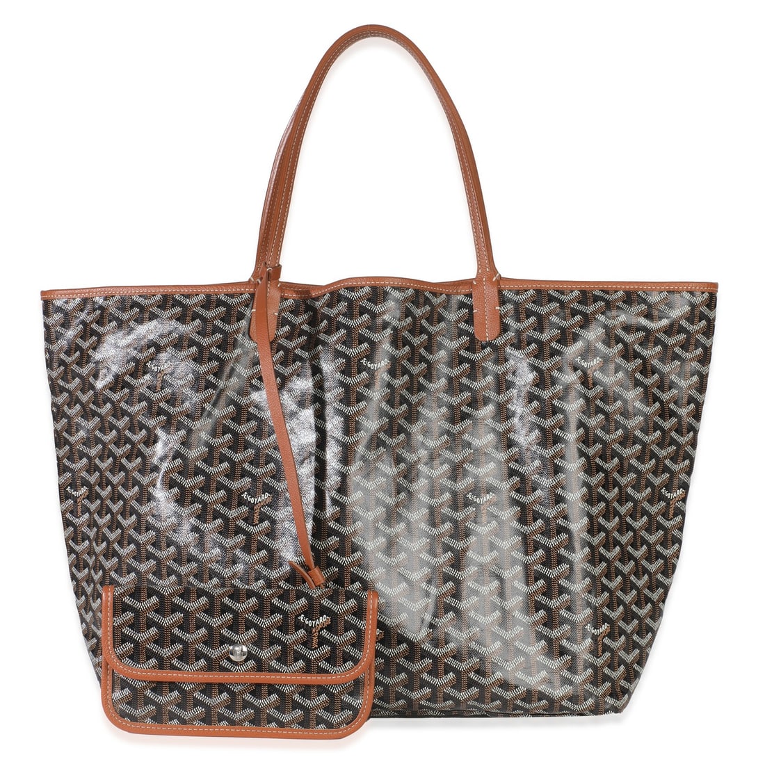 Goyard Saint Louis GM Tote Black Gold Canvas with Dustbag: Goyard Saint Louis GM Tote Black Gold Canvas with Dustbag Experience luxury with the Goyard Saint Louis GM tote, crafted from high-quality black Goyardine canvas. This stylish and spacious handbag fea