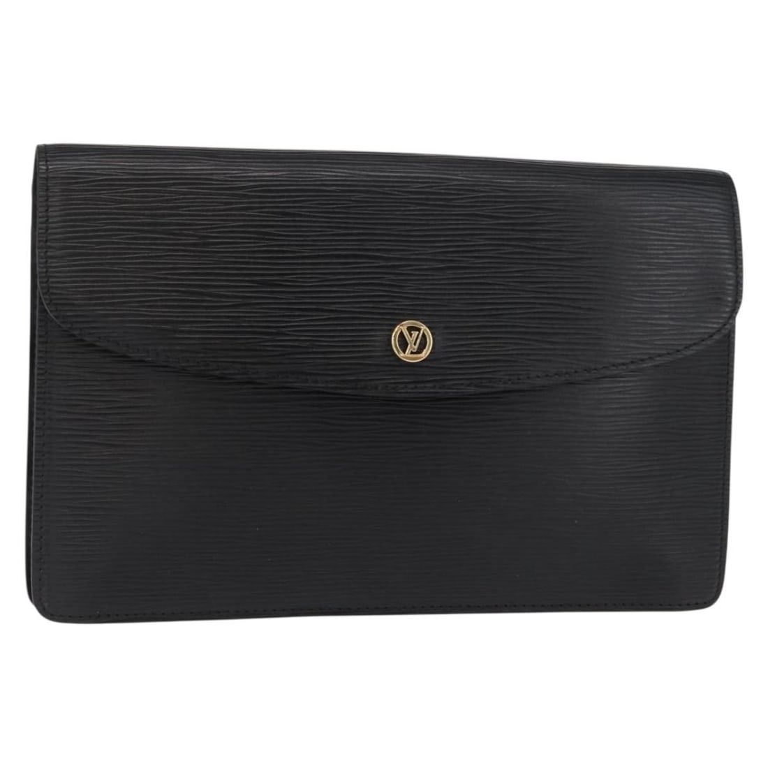 Louis Vuitton Epi Montaigne 27 Black Clutch Bag M52652 Auth: Louis Vuitton Epi Montaigne 27 Black Clutch Bag M52652 Auth This elegant LOUIS VUITTON Epi Montaigne 27 Clutch Bag in striking black Epi leather is a sophisticated accessory for any occasion. Crafted
