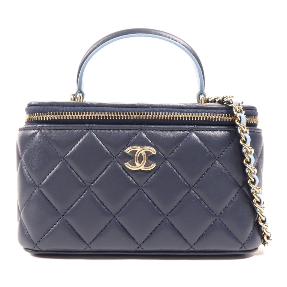 CHANEL CC Vanity Case Shoulder Bag Navy Lambskin GHW AP2199 (1 of 14)