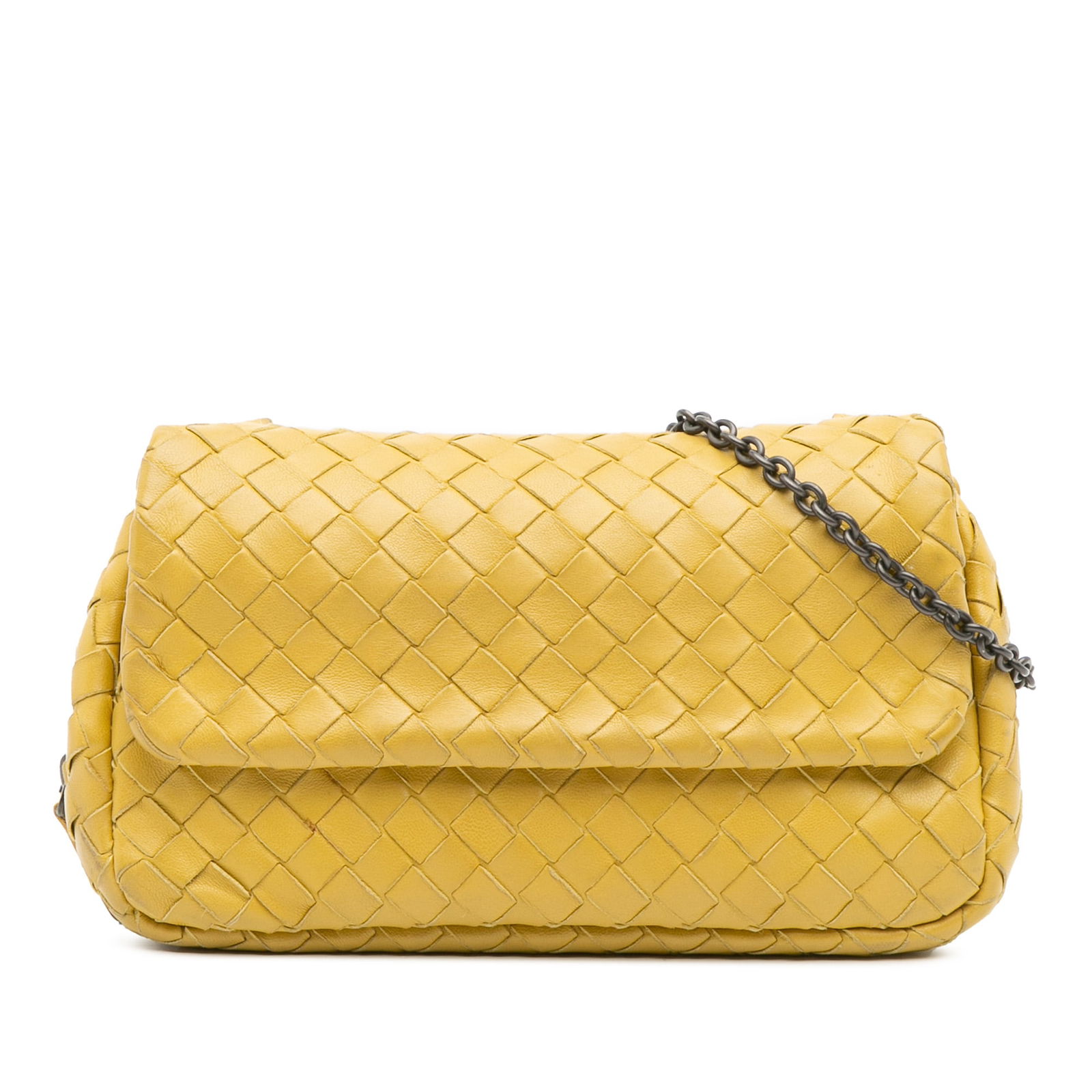 Bottega Veneta Mini Nappa Intrecciato Yellow Chain Flap Crossbody (1 of 14)