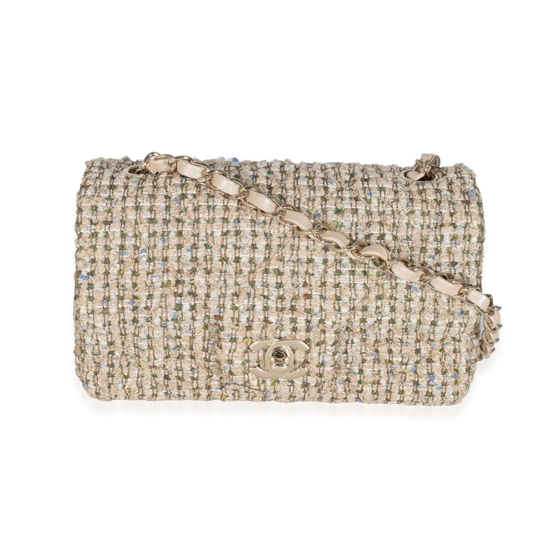 Chanel 21A Gold Metallic Tweed Mini Rectangular Flap Bag (1 of 7)