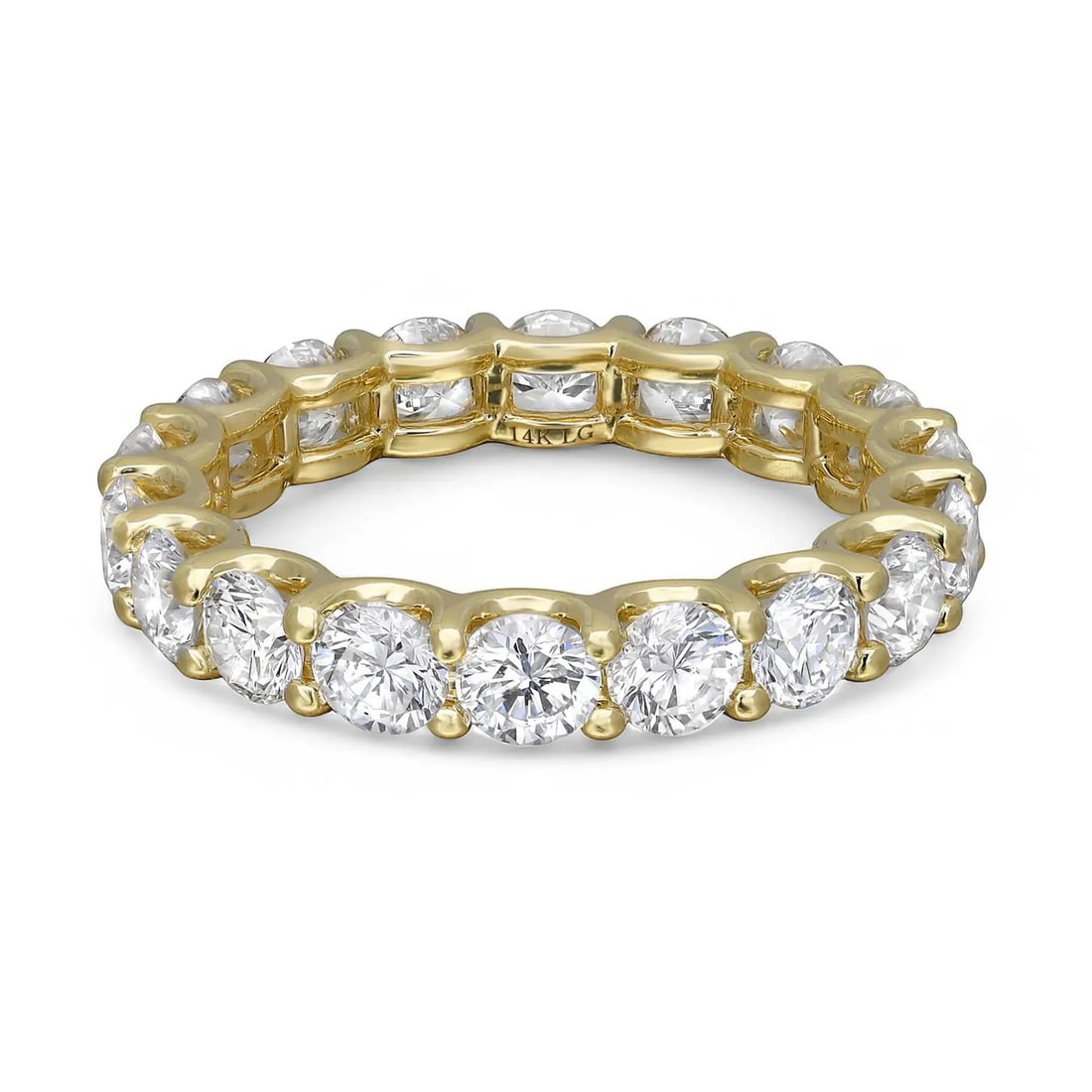 Rachel Koen 14K Yellow Gold Lab Grown Diamond Eternity Band 3.03Ctw: Rachel Koen 14K Yellow Gold Lab Grown Diamond Eternity Band 3.03Ctw This exquisite eternity band ring is a stunning representation of elegance and craftsmanship. Featuring 18 round brilliant cut lab-g