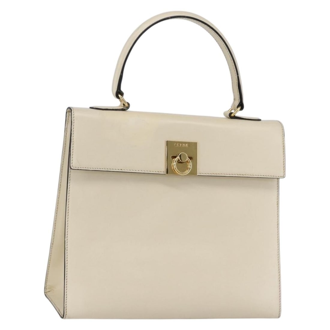 Vintage Celine Top Handle Handbag with Logo in White (1 of 1)