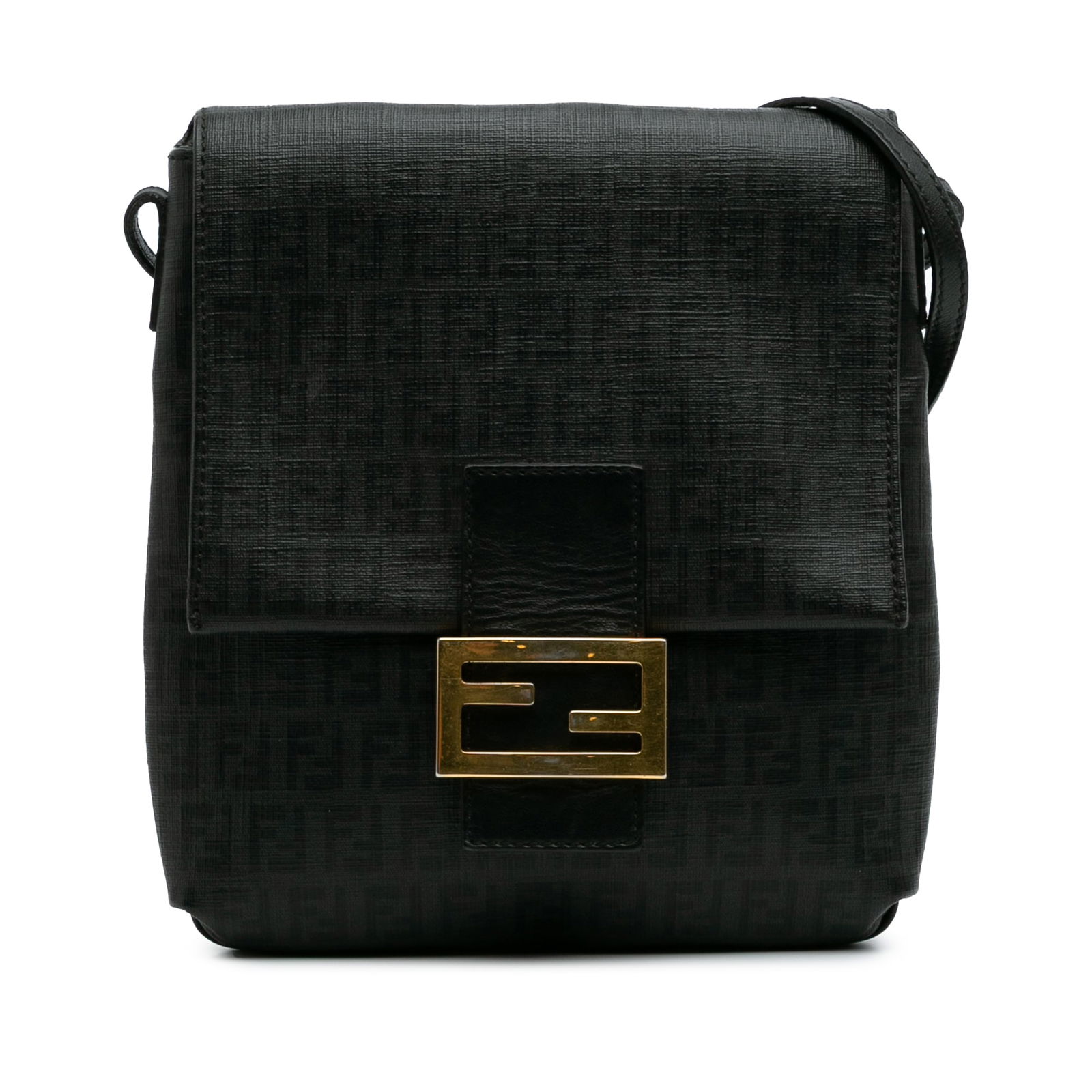 Fendi Zucchino Spalmati Crossbody Black Coated Canvas Bag: Fendi Zucchino Spalmati Crossbody Black Coated Canvas Bag Introducing the Fendi Zucchino Spalmati Crossbody, a chic and functional accessory crafted from durable coated canvas. This stylish bag featur
