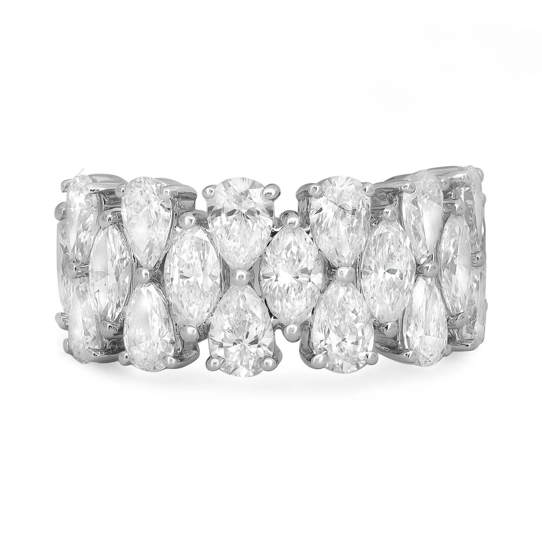 Rachel Koen 18K White Gold Diamond Band Ring 3.93ct 19 Stones Size 6.5 (1 of 6)