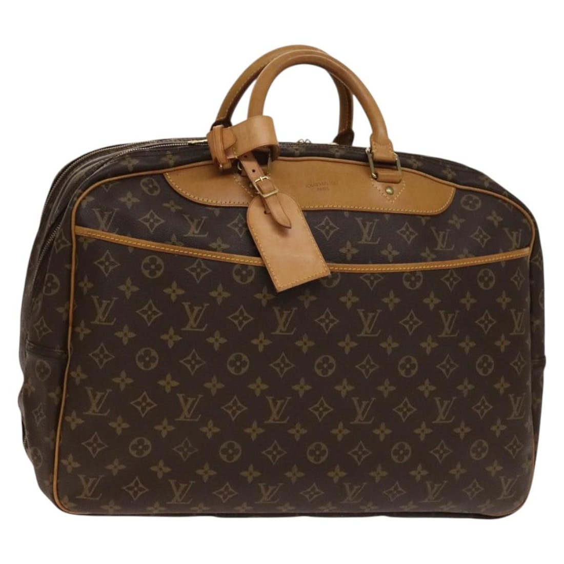 Alize de Poche Boston Bag in Monogram Canvas by Louis Vuitton: Alize de Poche Boston Bag in Monogram Canvas by Louis Vuitton This pre-owned Louis Vuitton Monogram Alize de Poche Boston bag features a classic brown monogram canvas design. It is in good condition w