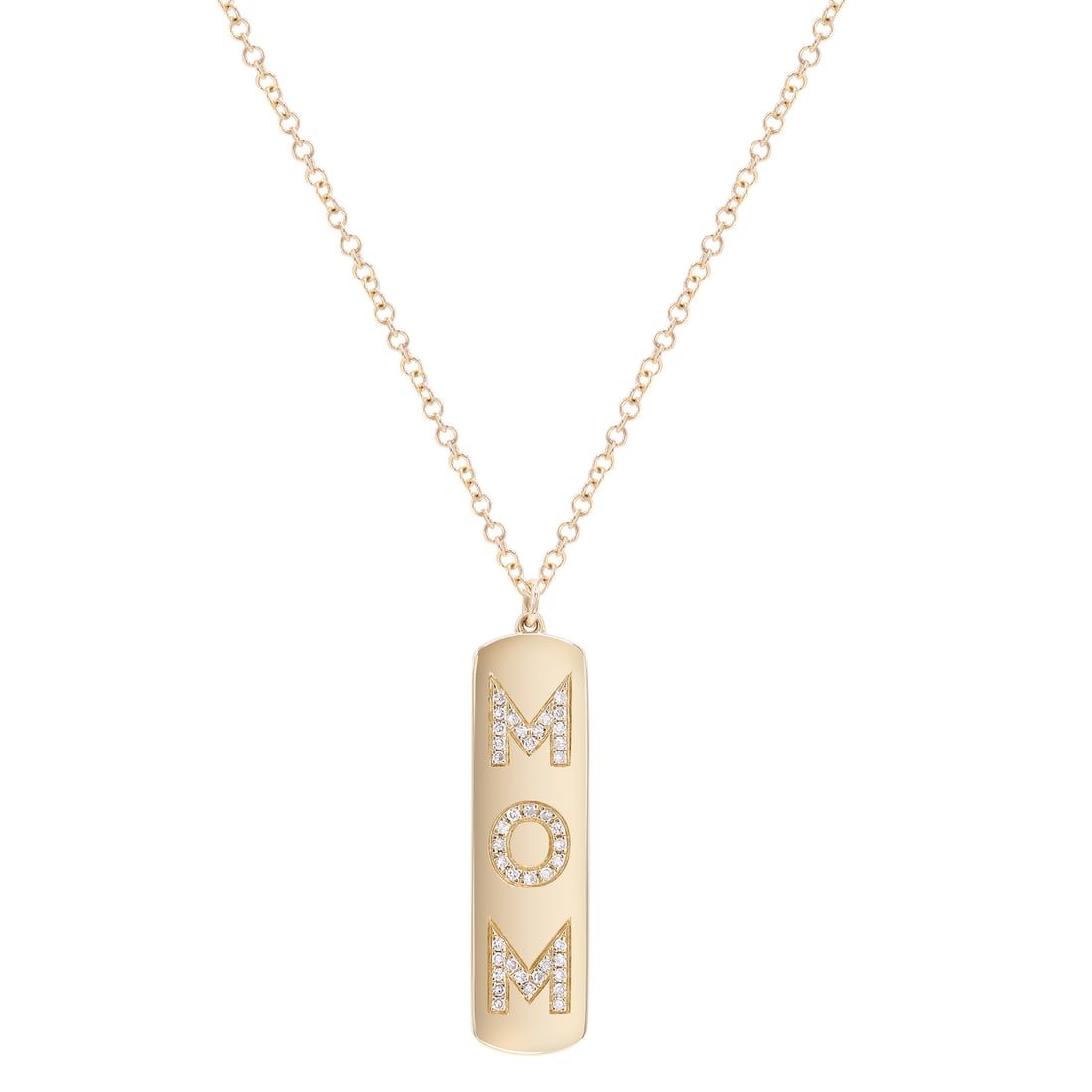 Rachel Koen 14K Yellow Gold Diamond Mom Heart Pendant Necklace 0.10ct: Rachel Koen 14K Yellow Gold Diamond Mom Heart Pendant Necklace 0.10ct Celebrate the magic of motherhood with this exquisite Rachel Koen Diamond Mom Heart Pendant Necklace. Crafted from high-polished 1