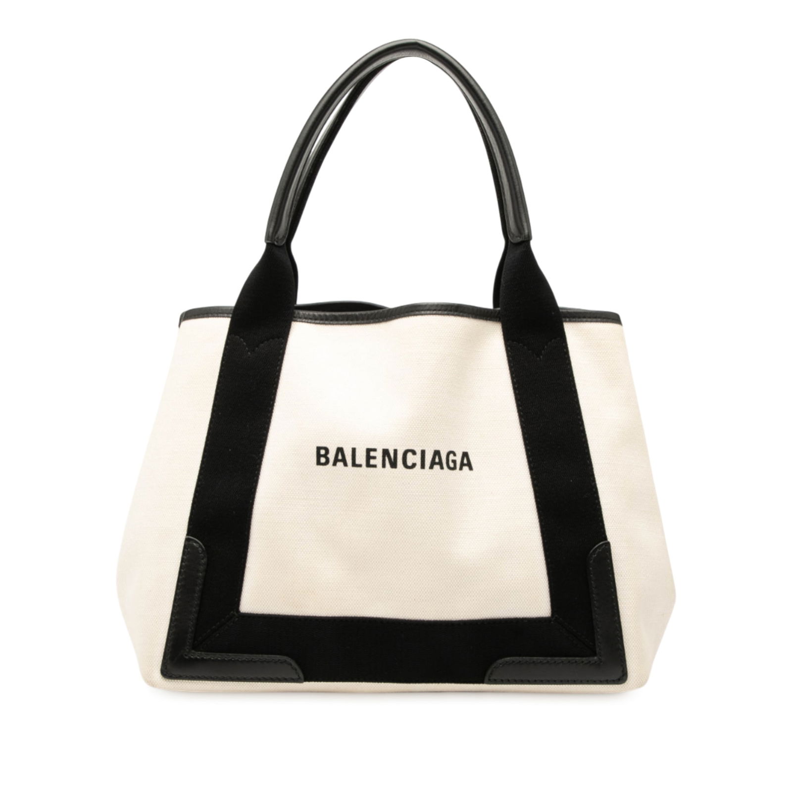 Balenciaga Canvas Navy Cabas Small Tote with Leather Trim and Pouch (1 of 8)