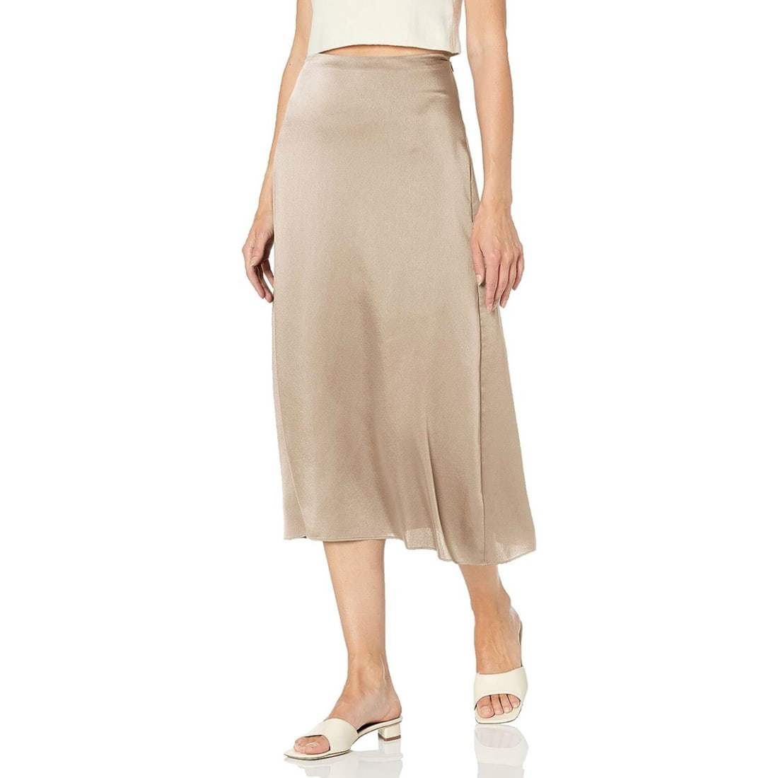 Vince Women's Midi Draped Slip Skirt Satin Fennel Size 8 (1 of 5)