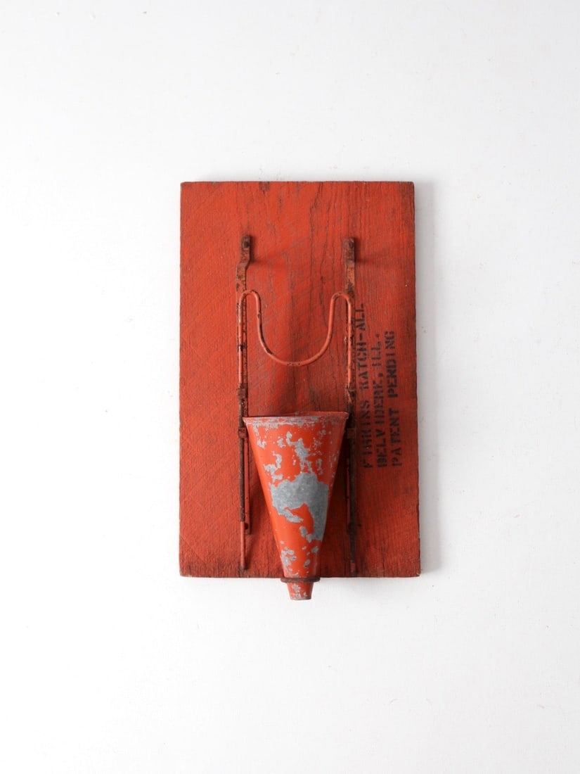 Vintage Firkins Orange Farm Katch-All Tool Patent Pending: Vintage Firkins Orange Farm Katch-All Tool Patent Pending Discover a unique piece of agricultural history with this vintage orange Farm Katch-All tool by Firkins. This vintage farm equipment, marked w