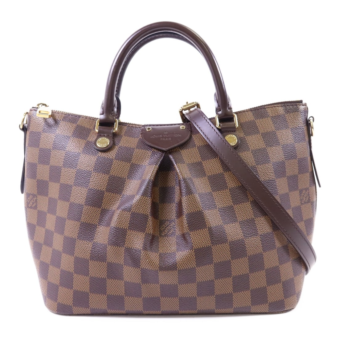 Louis Vuitton Siena PM Damier Ebene Brown Two Way Handbag N41545 Gold Hardware (1 of 18)