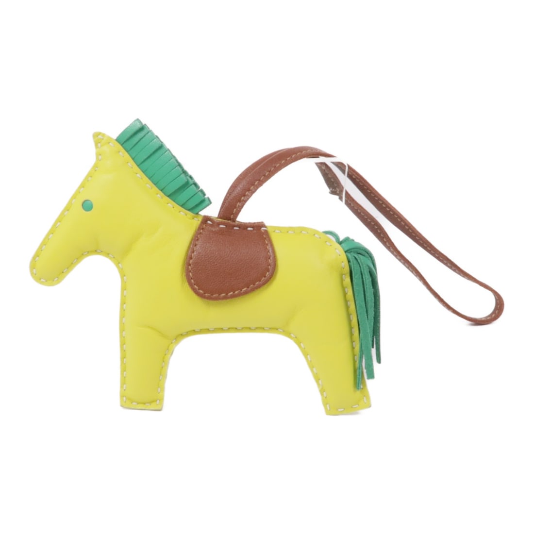 HERMES Rodeo Charm Yellow Green Lambskin Leather (1 of 6)