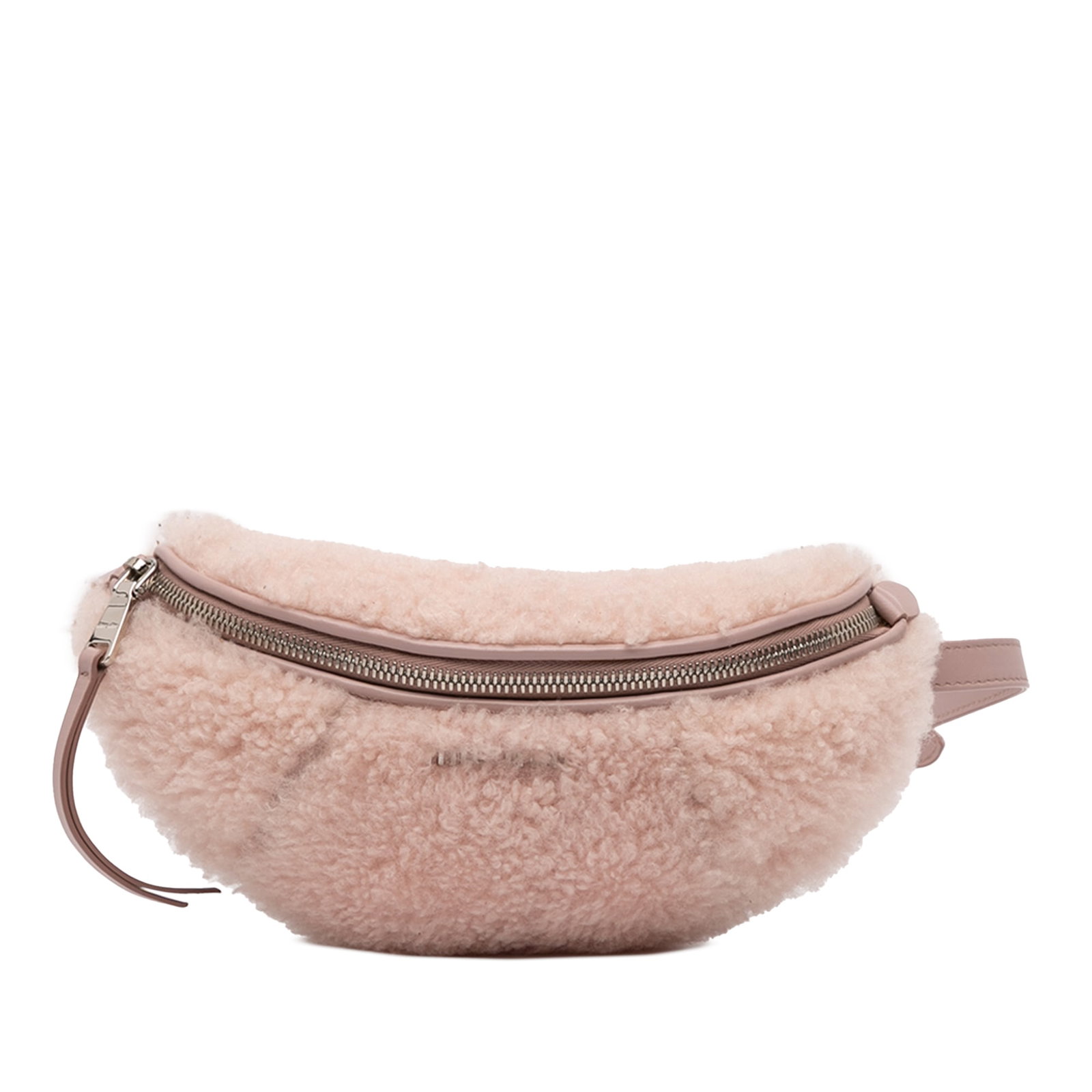 Miu Miu Pink Shearling Convertible Belt Bag with Chain Strap (1 of 12)