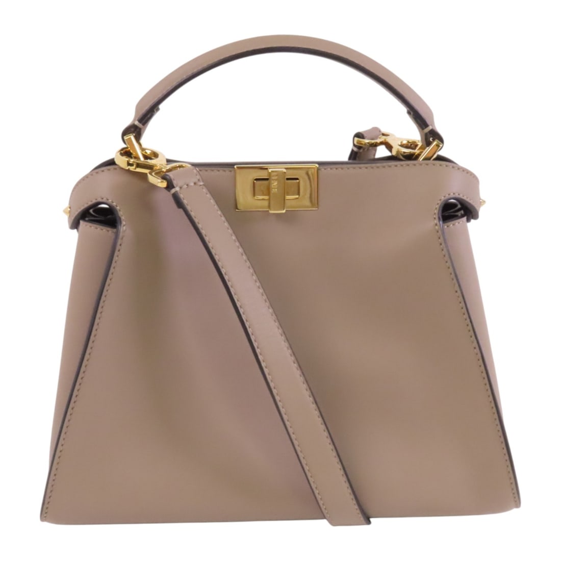 FENDI Peekaboo Gray Calfskin Leather Shoulder Bag GHW (1 of 18)
