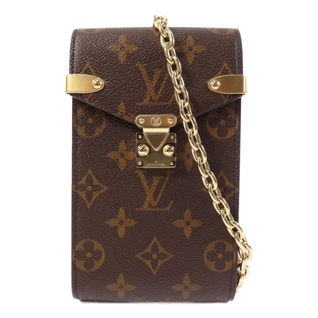 Metis Monogram Brown Shoulder Bag with Gold Hardware by Louis Vuitton: Metis Monogram Brown Shoulder Bag with Gold Hardware by Louis Vuitton This Louis Vuitton Metis Phone Pouch Shoulder Bag features the classic monogram pattern on brown PVC coated canvas. The bag is des