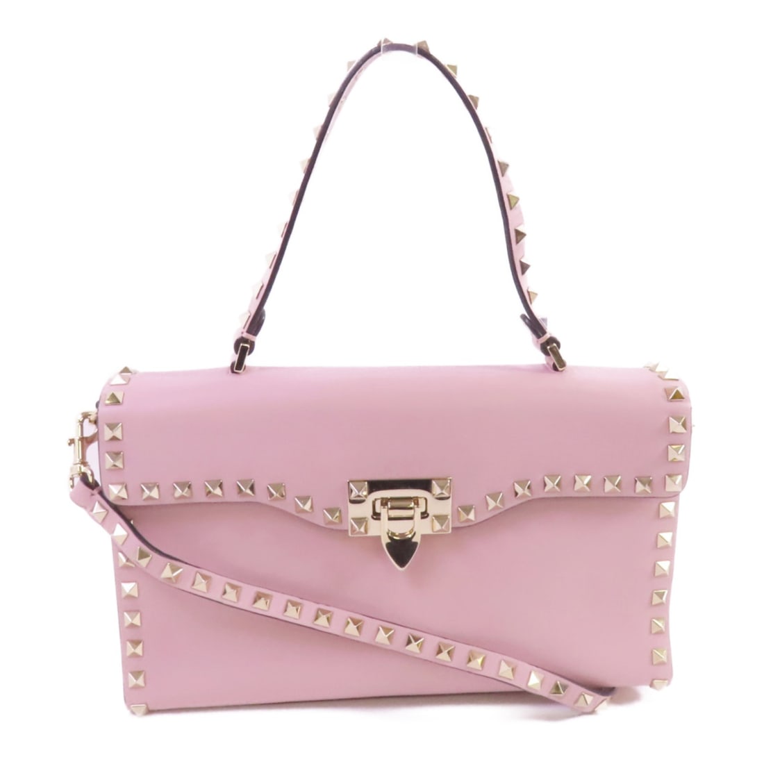 Valentino Rockstud Pink Calfskin Leather Shoulder and Crossbody Bag Gold Hardware (1 of 18)