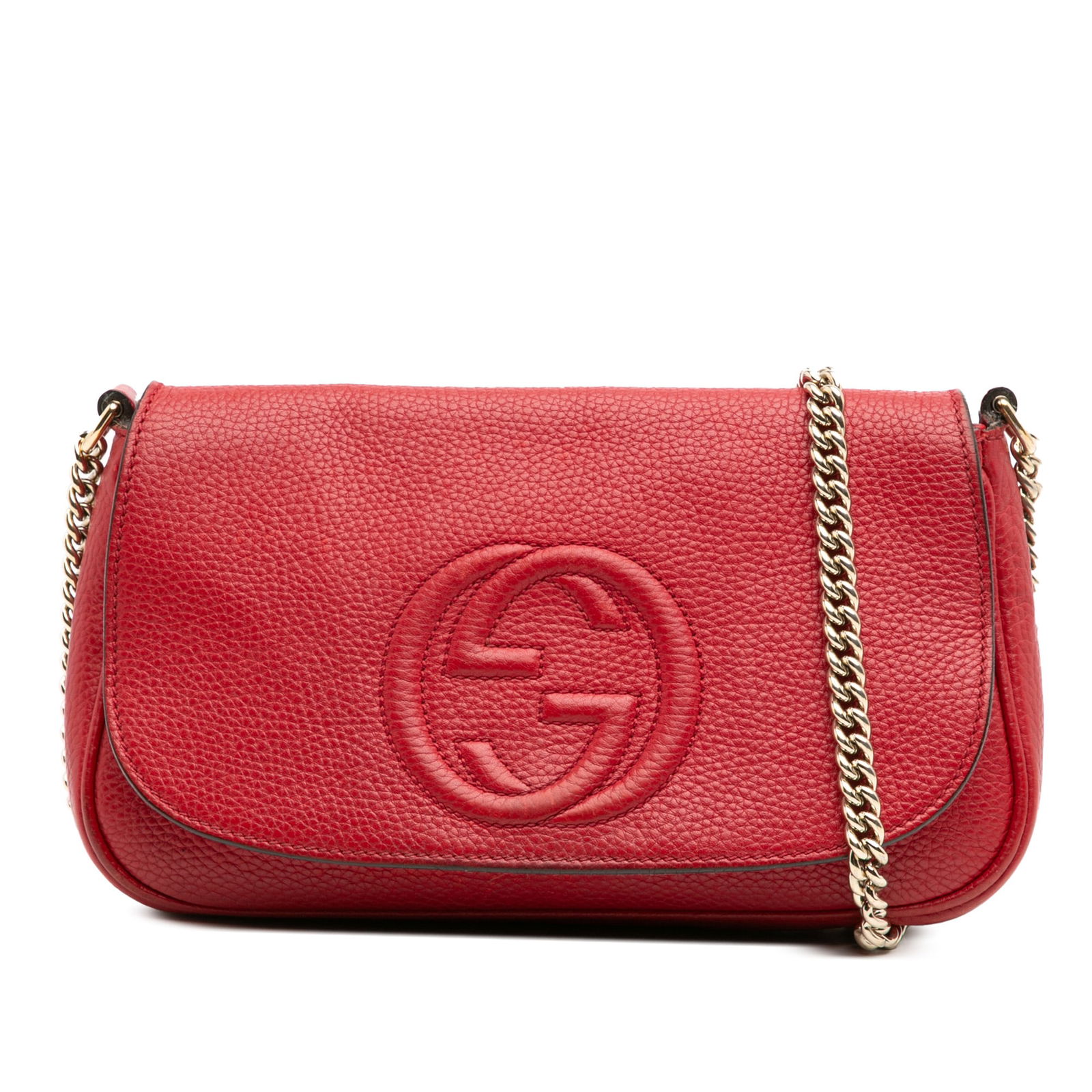 Gucci Medium Leather Soho Chain Flap Crossbody Bag Red (1 of 9)