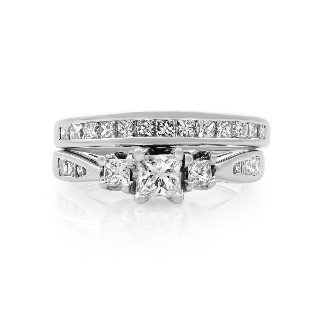 Rachel Koen 14K White Gold Diamond Engagement Ring Set 1.00Ctw (1 of 6)