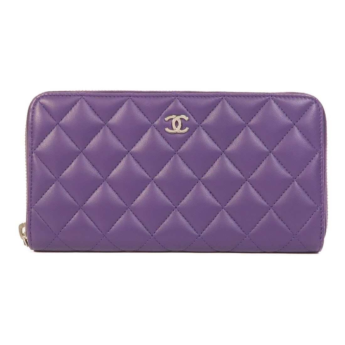 CHANEL A50097 Purple Lambskin Long Wallet with SHW (1 of 15)